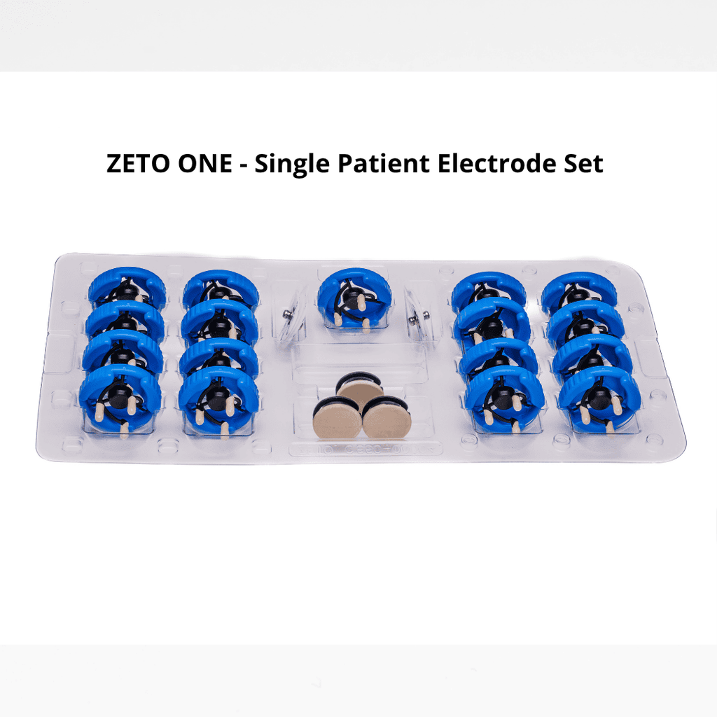 <b>ZP-200-67031-1</b>: Zeto ONE - Single Patient Electrode Set - 20 x Zeto Soft Flex Electrodes - 3 Flat, 17 Flex, 4 x Foam Solid Gel Electrodes - Annual Contract