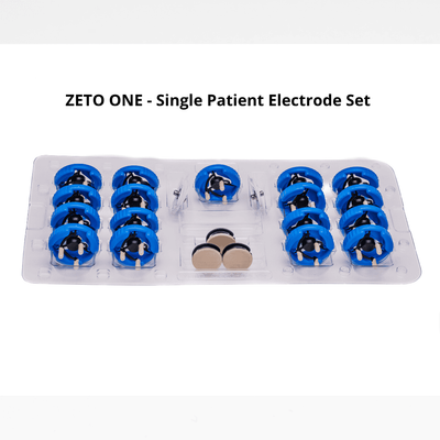 <b>ZP-200-67031-1</b>: Zeto ONE - Single Patient Electrode Set - 20 x Zeto Soft Flex Electrodes - 3 Flat, 17 Flex, 4 x Foam Solid Gel Electrodes - Annual Contract
